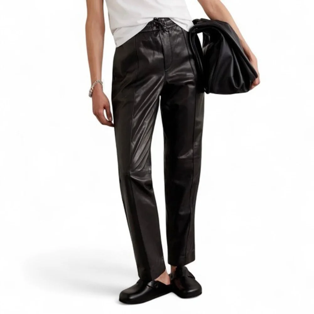 Rag & Bone Black Lambskin Leather Drawstring Pants Size XS